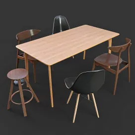 Set of table chairs